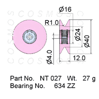 Guide PulleYs, Solid Cermaic Pulley, part No. NT 027